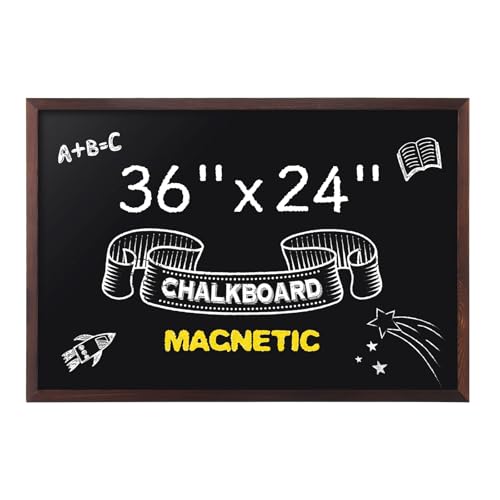 Comix Magnetic Chalkboard, 24 x 36 Inches Wooden-Framed Blackboard, Hanging Chalk Board for School Office Home and Restaurant Menu - size: 36"W x 24"H