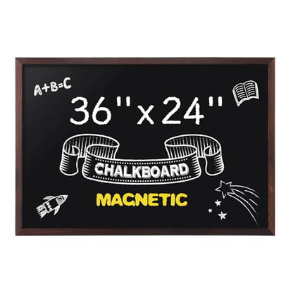 Comix Magnetic Chalkboard, 24 x 36 Inches Wooden-Framed Blackboard, Hanging Chalk Board for School Office Home and Restaurant Menu - size: 36"W x 24"H