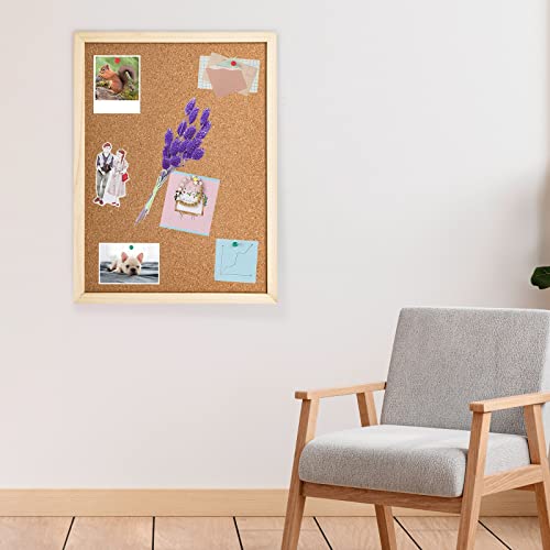 2 Pack Cork Board Bulletin Board, 15.7"X 11.81" inches with Oak Wood Finish Frame, for Wall Office Home and School (Pins, Eye Bolts, gaskets, Screws)