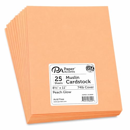 Paper Accents Muslin Texture Cardstock, Peach Glow, 8.5x11 Inch, 25 Pack, 74lb, Scrapbooking Card Making and Crafts