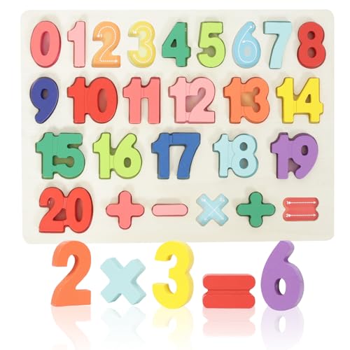 Number Puzzle - Montessori Wooden Puzzles for Toddlers 3-5 | Shape Learning Toy | Number Blocks for Kids | Preschool Educational Gift - style: Number Puzzle