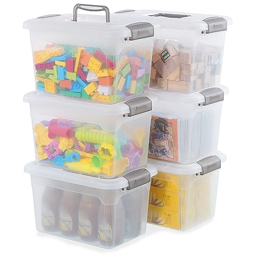 Citylife 6 Packs 8.5 QT Storage Bins with Lids Clear Plastic Bins with Grey Handle Stackable Storage Containers for Organizing - size: 8.5QT, style: 6 PACK