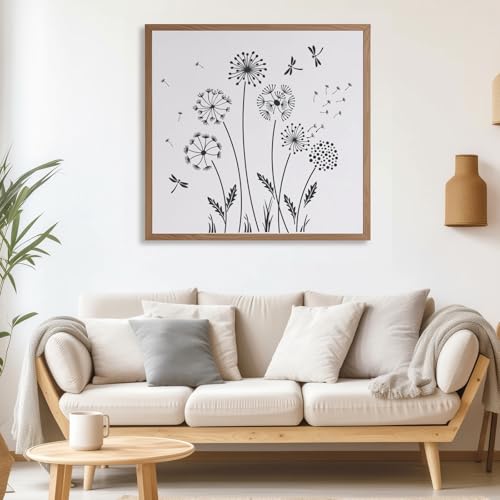 ORIGACH 12 Pcs Dandelion Floral Stencil Reusable Dandelion Stencil DIY Wall Template Crafts for Painting on Walls, Furnitures, Garden Fence - style: Dandelion Floral