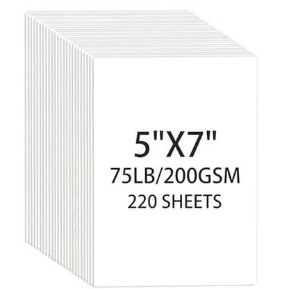 Cardstock 5x7, 220 Sheets, White Card Stock, 5x7 Cardstock Paper, 75lb/ 200gsm Heavyweight Blank Cards for Printer,DIY,Wedding Invitations, Thankyou Cards, Postcards - color: White, size: 5x7IN-220 Sheets