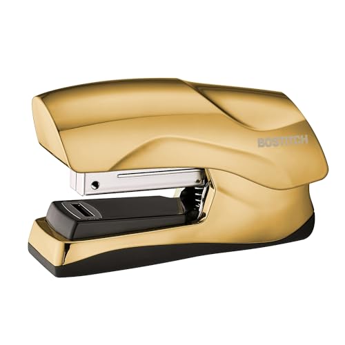 Bostitch Office Heavy Duty Stapler, 40 Sheet Capacity, No Jam, Half Strip, Fits into the Palm of Your Hand, For Classroom, Office or Desk, Gold Chrome - color: Gold Chrome, style: Compact