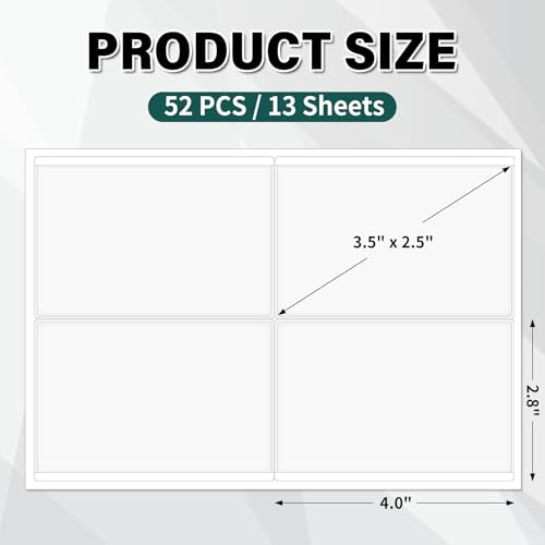 Ohuimrt Storage Bin Labels, 52 Pack, 3.5" x 2.5" Index Card Size | Clear Adhesive Pockets, Top Open, Tote Labels, Index Card Holder Organizer - size: 3.5" x 2.5"
