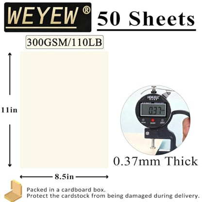 50 Sheets 110lb Cream Cardstock, 8.5" x 11", Heavyweight Off-White Paper Greeting Cards DIY Craft Card Making, 110LB Cover 300 GSM - color: Cream, size: 110lb-50Sheets