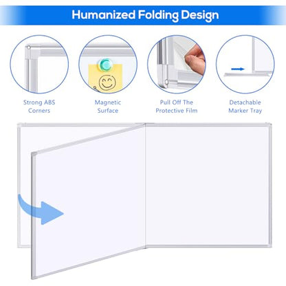 Magnetic Dry Erase Board 96 x 48 inches, Maxtek 4" x 8" Whiteboard for Wall, Large White Board Dry Erase Foldable Wall-Mounted Aluminum Frame Erase Board with Marker Tray for Office Home and School - size: 96"W x 48"H, style: Style B