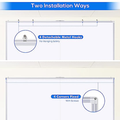 Magnetic White Board Dry Erase Board for Wall，72" x 48" (6ft x 4ft) Wall-Mounted Aluminum Frame Marker Board, Foldable Portable Whiteboard with a Long Pen Tray for School, Classroom, Office & Home - size: 48"W x 72"H, style: Style B