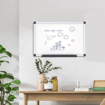 VIZ-PRO Magnetic Whiteboard/Dry Erase Board, 18 X 12 Inches, Includes 1 Eraser & 2 Markers & 4 Magnets - size: 18 X 12 Inches