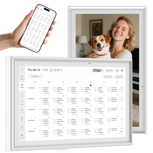 15.6" Digital Calendar, Planner Electronic Calendar & Chore Chart, Touchscreen Interactive Electronic Organizer for Monthly, Weekly & Daily Agenda, Chore Chart, Digital Photo Display, Wall & Desk Mountable