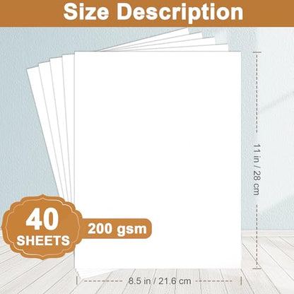 Silunkia 40 Sheets White Cardstock 8.5 x 11 Printer Paper, 75lb White Paper Card Stock for DIY Card Making, Thank You Cards, Business Cards, Wedding Invitations, Certificates, Menus - color: White