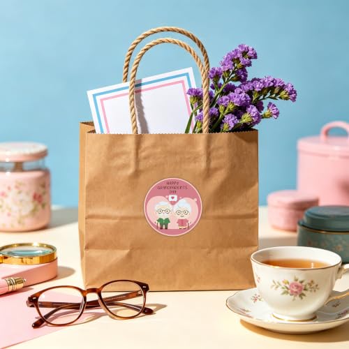 480Pcs Happy Grandparents Day Stickers, Best Grandma and Grandpa Ever Party Favors Round Sticker Gifts Bags Sealing Labels for Grandparent Day Birthday Party Supplies Gifts Box Decor - style: Grandparents