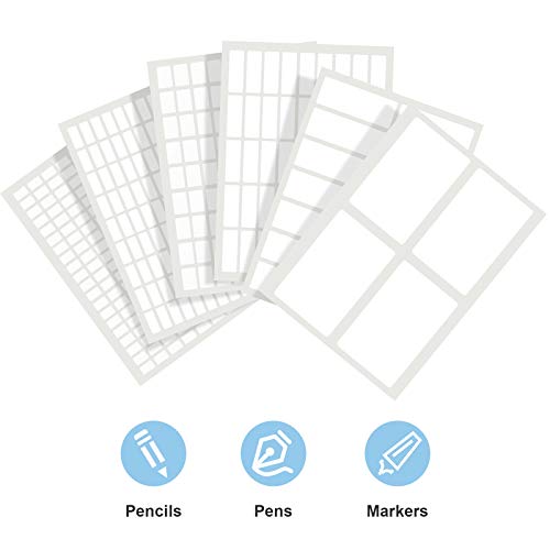 1723 Pieces Matte Labels Sticker Removable Rectangular Labels Writable Blank Adhesive Labels for Labeling and Organizing Small Items 6 Sizes Combination (White)