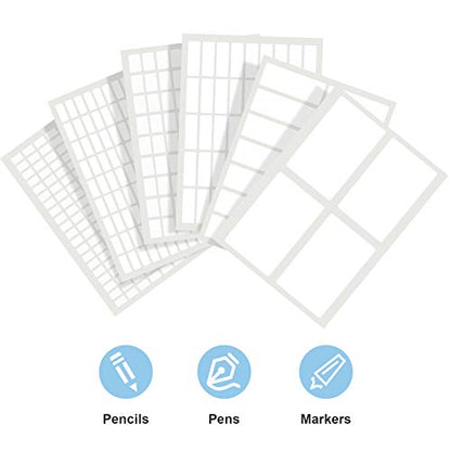 1723 Pieces Matte Labels Sticker Removable Rectangular Labels Writable Blank Adhesive Labels for Labeling and Organizing Small Items 6 Sizes Combination (White)