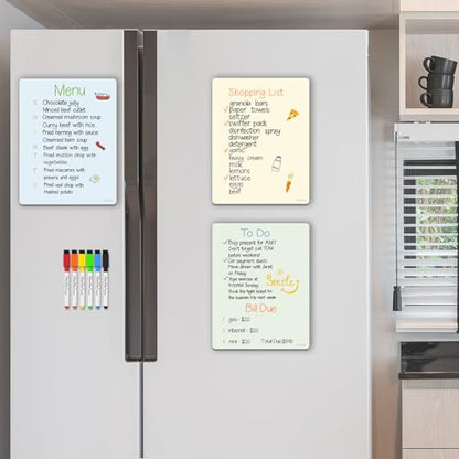 Magnetic Dry Erase Board - 8.5”x11” Dry Erase Whiteboard in 3 Colors - Reusable Blank Whiteboard for Fridge – 6 Dry Erase Markers Included - style: Whiteboard