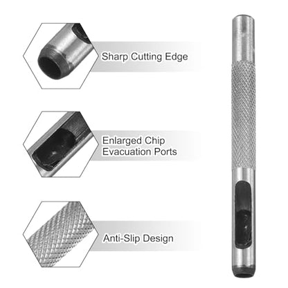 HARFINGTON 2pcs Leather Round Hole Punch, 5mm Hollow Hole Puncher Cutter Carbon Steel Circle Hole Punching Cutting Tool for Belt/DIY Leather Craft - size: 5mm