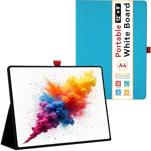 12"x9" Portable White Board with Foldable Stand, A4 Small Whiteboard, Ultra-Smooth Anti-Ghosting Surface, Easy Wipes Dry Erase Board for Office Home School, Includes Marker & Eraser (Blue) - color: Blue
