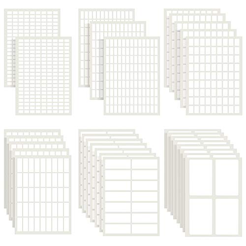 1723 Pieces Matte Labels Sticker Removable Rectangular Labels Writable Blank Adhesive Labels for Labeling and Organizing Small Items 6 Sizes Combination (White)