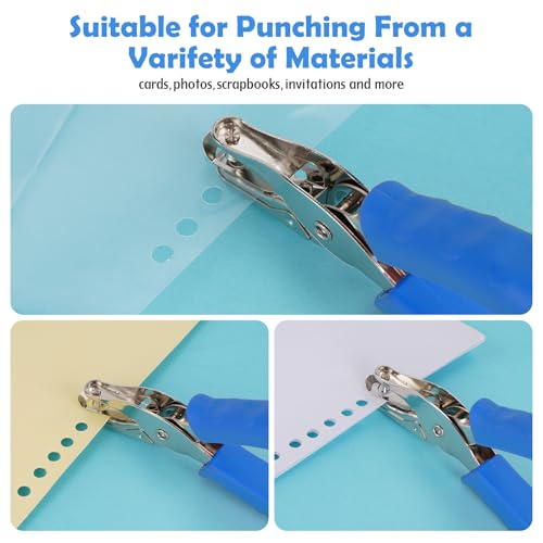 AEFFNOC Single Hole Punch, One Hole Puncher with Soft Grip Handle, 1/4 Inch Paper Hole Punches, Small Hole Punchers with Paper Mess Tray, 6 Sheets Capacity, for Crafts, Scrapbooks (Blue) - color: Blue 1/4 inch
