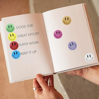 1 Inch Shiny Happy Face Stickers Circle Dots Labels Reward Stickers Teachers Sticker (500PCS,Green) - color: Green, size: 1 inch