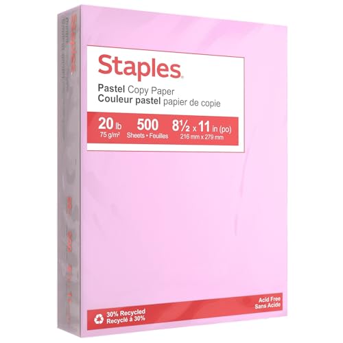 Staples Pastel Copy Paper 8.5 x 11 Inch Lilac Color Sheets for Printing and Documents - style: Lilac