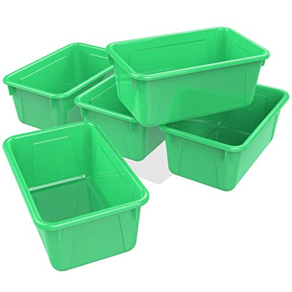 Storex Small Cubby Bins, Pack of 5, 12.2 x 7.8 x 5.1 Inches, Green (62417U05C) - color: Green, style: Bin Only