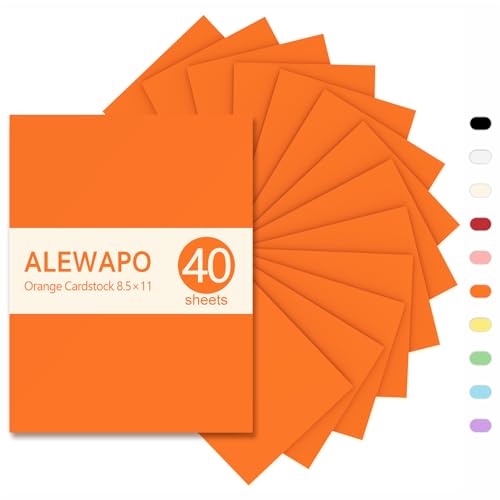 Orange Cardstock 8.5 x 11 Thick Paper, 40 Sheets, ThickPaper 75 LB/200 GSM, Cardstock Printer Paper 8.5 x 11, Orange Card Stock for Invitations, Menus, Wedding - color: Orange
