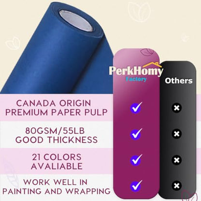 PerkHomy 17.8" x 1,440" (120') Blue Kraft Paper Roll for Craft Bulletin Board Paper Art Table Covering Crafting Gift Wrapping Bouquet Packing Parcel 80GSM 55LB (Blue, 17.8" x 120') - color: Blue, size: 17.8" Width x 120' Length
