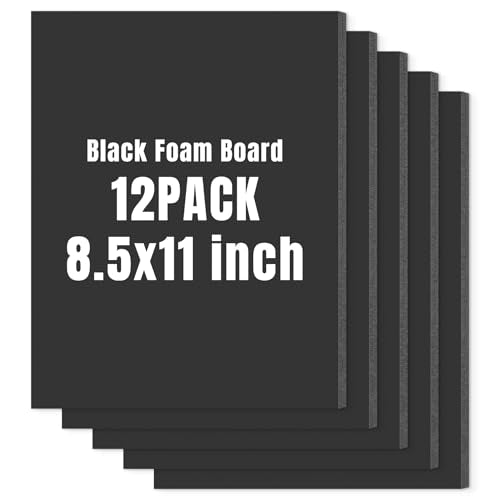 Golden State Art Foam Board 8.5x11-12 Pack - 1/8" Thick Black Poster Board Acid Free Foamboard for Paintings Prints, Art, Display, Crafts, Presentation and Projects - size: 8.5x11