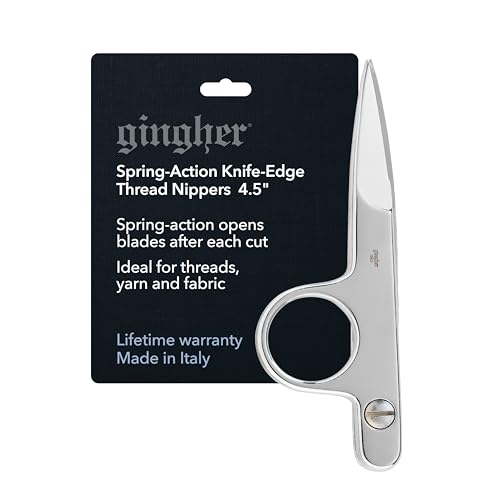 Gingher 4.5" Spring-Action Knife-Edge Thread Nippers, Stainless Steel Shears, Sharp Knife Edge Fabric Scissors with Protective Leather Sheath, Chrome Plated Nickel Finish - style: 4.5" Thread Nippers