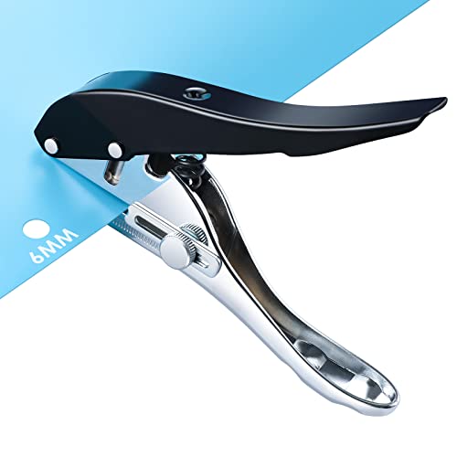 Heavy Duty Single Hole Punch - Portable Hand Held for Tags, Paper, Cards, Plastic, Cardboard (6MM Black) - color: 6MM BLACK