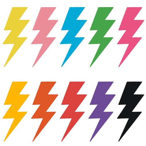 MixTeach 200 Pieces Lightning Bolts Cutouts Paper Bolts Shape Accents Assorted Color Lightning Die Cuts Classroom Decorations with Glue Point for School Bulletin Board Locker Craft Party Wall Decor