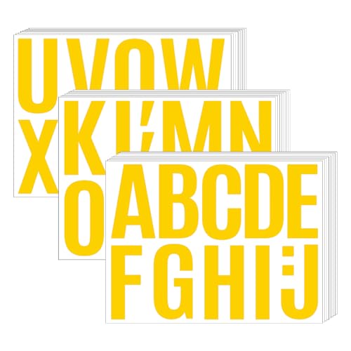 272 Pcs 24 Sheets Large Letter Stickers, 4 Inch Vinyl Bulletin Board Letters, Self-Adhesive for Poster Board, Classroom, Window, Door Decor (Yellow) - color: Yellow (4")