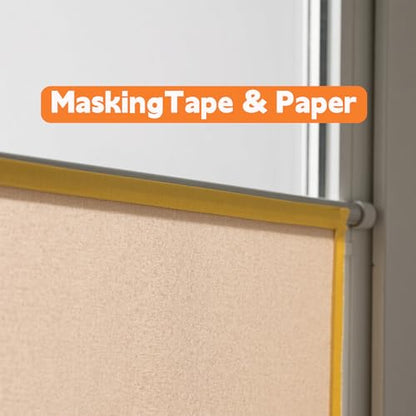 Painter's Pre-Taped Masking Paper and Masking Tape in one Kraft Paper Roll 18" x 50 Feet(Each roll) Paper is PRE-Folded Painters Paper with Tape 2 Pack