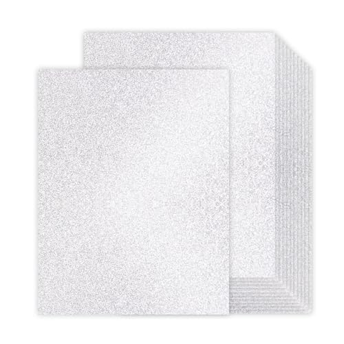 30 Sheets Silver Glitter Cardstock 8.5 x 11 Inches, 92lb/250gsm No Shed Sparkling Card Stock Paper for Card Making, DIY Crafts, Scrapbooking, Compatible with Cricut, Party Decorations, School Supplies - color: Silver