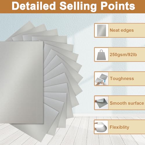 Silunkia 120 Sheets Shimmer Silver Cardstock 8.5 x 11 Craft Paper, 250gsm/92lb Heavyweight Certificate Paper Card Stock for DIY Card Making, Wedding Invitations, Thank You Cards, Business Cards - color: Silver, size: 120 Sheets