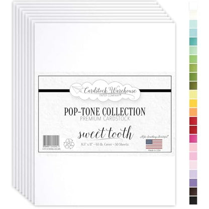 Cardstock Warehouse Pop-Tone Sweet Tooth White Cardstock Paper – 50 Sheets, 8.5 x 11" - 65 lb / 175 GSM Premium White Card Stock for Die-cutting, Crafts, Printing, Card Making and DIY Projects - color: Sweet Tooth White