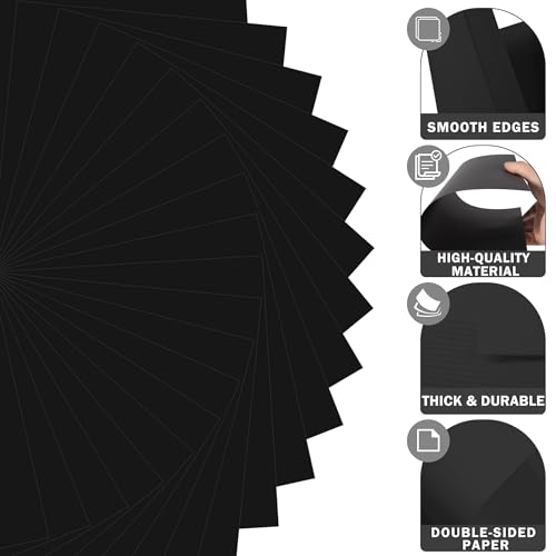 20 Sheets Black Cardstock 12" x 12" Card Stock 250gsm/92lb Thick Construction Paper for Cricut, Scrapbook, Crafts, Card Making UAP34BK20 - color: Black