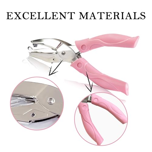 2 Pack Handheld Hole Punch Set - Heart and Star Shape Single Hole Puncher, 1/4 Inch Craft Punch with Soft Grip & Storage for Scrapbooking, Card Making, Gift Wrapping (Pink, Multi-Shape Kit) - color: Star+Heart