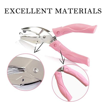 2 Pack Handheld Hole Punch Set - Heart and Star Shape Single Hole Puncher, 1/4 Inch Craft Punch with Soft Grip & Storage for Scrapbooking, Card Making, Gift Wrapping (Pink, Multi-Shape Kit) - color: Star+Heart