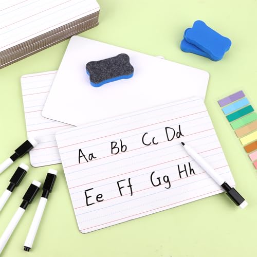 18 Pack Dry Erase Lapboards with Lines 6 x 9 inch Double Sided White Boards with 18 Black Markers 6 Erasers Small White Dry Erase Boards for Students Teacher Classroom Supplies - style: Lined Dry Erase Board