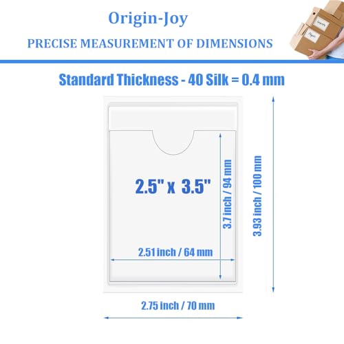 Origin-Joy 25 PCS Self-Adhesive Index Label Pockets, Clear Plastic Peel & Stick Card Holders with Top Open for Loading (2.5 x 3.5 inch) - size: 2.5 x 3.5 inch, style: Vertical