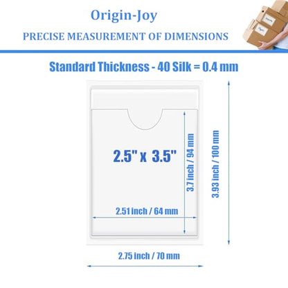 Origin-Joy 25 PCS Self-Adhesive Index Label Pockets, Clear Plastic Peel & Stick Card Holders with Top Open for Loading (2.5 x 3.5 inch) - size: 2.5 x 3.5 inch, style: Vertical
