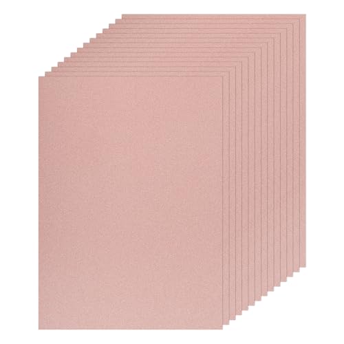 MECCANIXITY 20 Sheet Rose Gold Glitter Card Stock, 8"x11" A4 Shimmer Paper,250gsm One-sided Cardstock for DIY Crafts, Scrapbooking, Party Decorations, Invitations - color: Rose Gold
