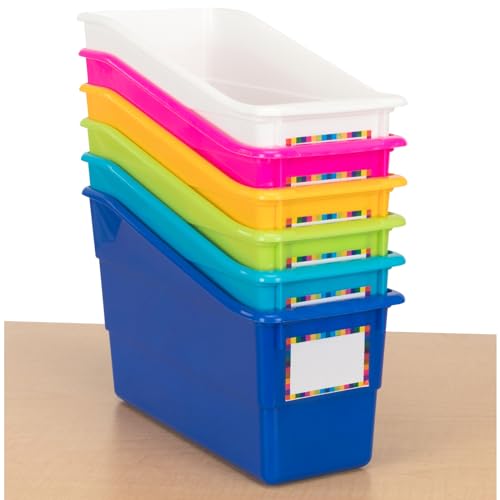 Really Good Stuff Durable Book and Binder Holder - 6pack, Tropics Collection, 5.5" x 12.5" x 7.5", Classroom Organization, Storage Solution, Sturdy and Versatile