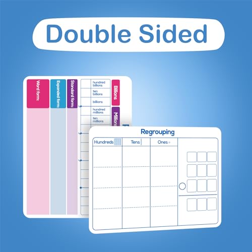 Aizweb 12 Pack Place Value Dry Erase Board Card,12" x 9"Regrouping Base Ten Small Whiteboard Math Manipulatives Addition Subtraction Game for Student Classroom Must Have Homeschool Teacher Supplies - style: 12 Pack Place Value