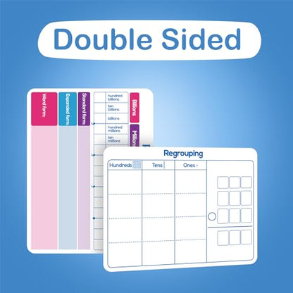 Aizweb 12 Pack Place Value Dry Erase Board Card,12" x 9"Regrouping Base Ten Small Whiteboard Math Manipulatives Addition Subtraction Game for Student Classroom Must Have Homeschool Teacher Supplies - style: 12 Pack Place Value
