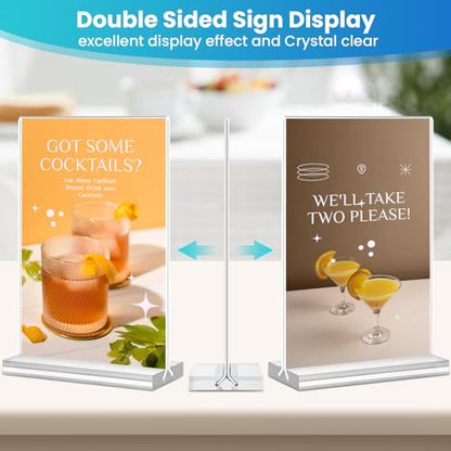 Acrylic Sign Holder 4x6, 15 Pack Clear Double Sided Menu Vertical Display Stand, Desktop Paper Holder Suitable for Restaurants, Office, Store, Show Fair - color: Vertical 15 Pack 4x6