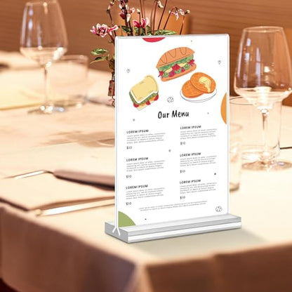 Acrylic Sign Holder 4x6, 15 Pack Clear Double Sided Menu Vertical Display Stand, Desktop Paper Holder Suitable for Restaurants, Office, Store, Show Fair - color: Vertical 15 Pack 4x6